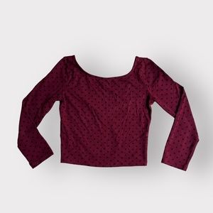 Forever 21 Burgundy Polka Dot Crop Top
